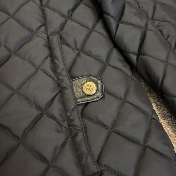 Lauren Ralph Lauren Jacket Women 0X Black Quilt Equestrian Spectator Hood Parka - Picture 7 of 14